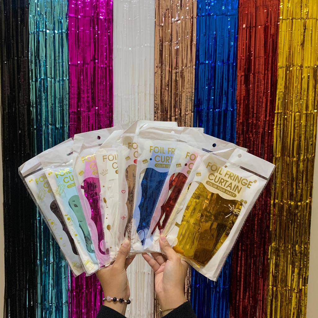 Tirai Foil Premium 1X2Meter Ulang Tahun Foil Curtain Tirai Party Besar Tirai Pesta Bersinar Kilat De