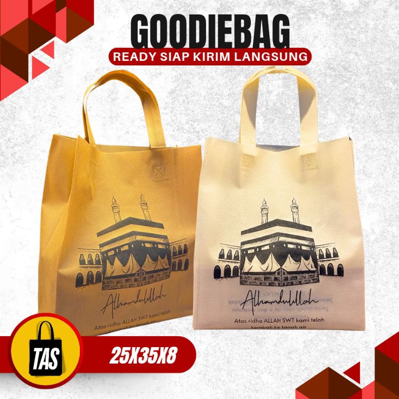 

JUAL GOODIEBAGS TAS HAJI UMROH PRESS UK. 25X35X8 BAHAN SPUNDBOND TEBAL SIAP KIRIM