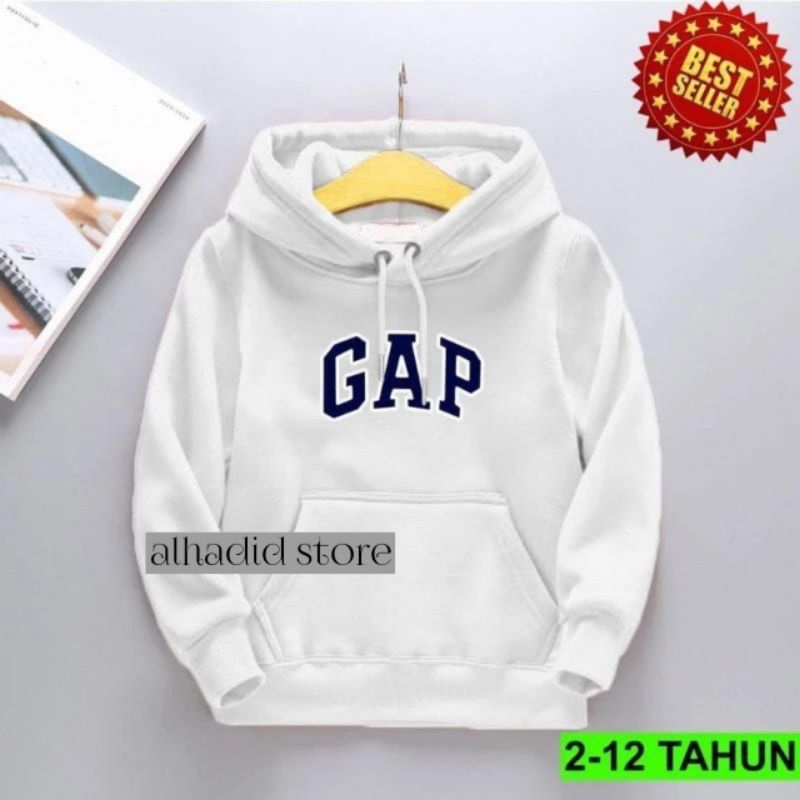 Hoodie GAP Putih untuk Anak Laki-laki dan Perempuan Usia 2-12 Tahun