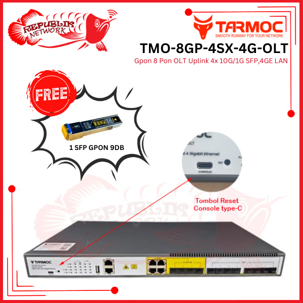 Tarmoc TMO-8GP-4SX-4G-OLT |Gpon 8 Pon OLT Uplink 4x 10G/1G SFP,4GE LAN