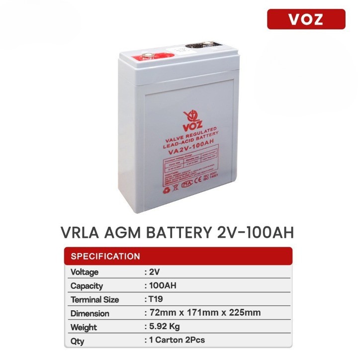 Voz Aki Kering VRLA 2V 100 Ah - Baterai Aki Kering VRLA 2V 100Ah