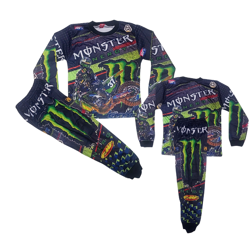 Setelan baju team yamaha monster baju motorcross baju trial extream seragam yamaha anak laki laki