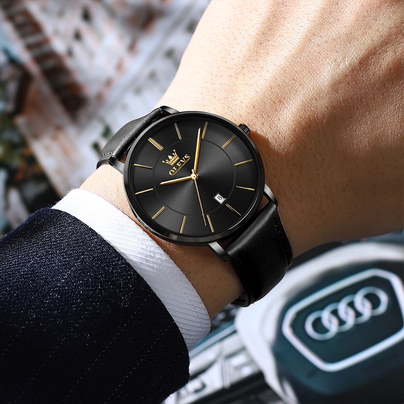 garansi olevs jam tangan pria tipis anti air original 100% asli kulit mewah arloji pria tahan