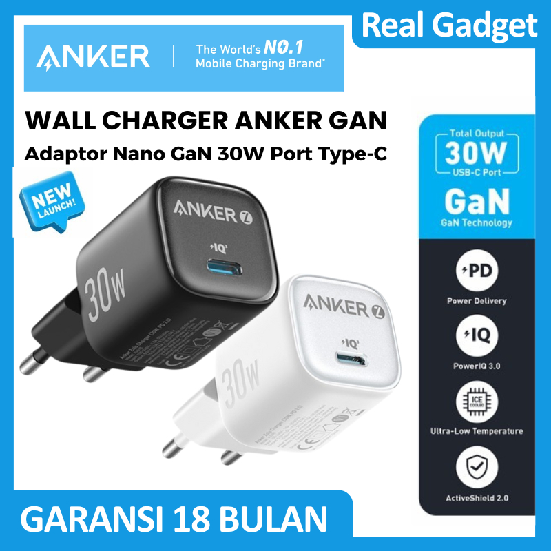 ANKER ZOLO / Nano Gan 45W 30W Adaptor Iphone 16 15 Super Fast Charging Nano III 30W Ice Cooled  - RE