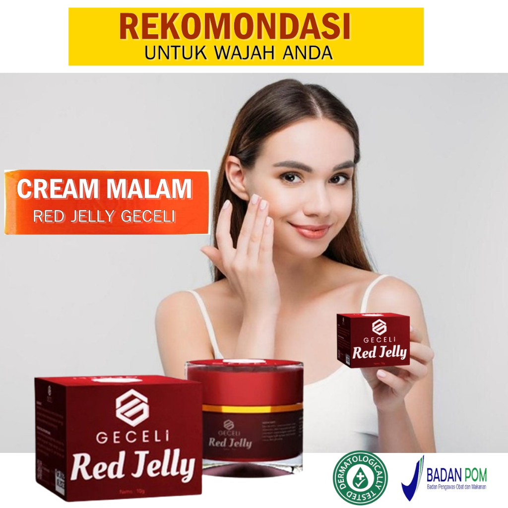 CREAM MUKA MALAM HARI RED JELLY GECELI BIKIN GLOWING ABIS
