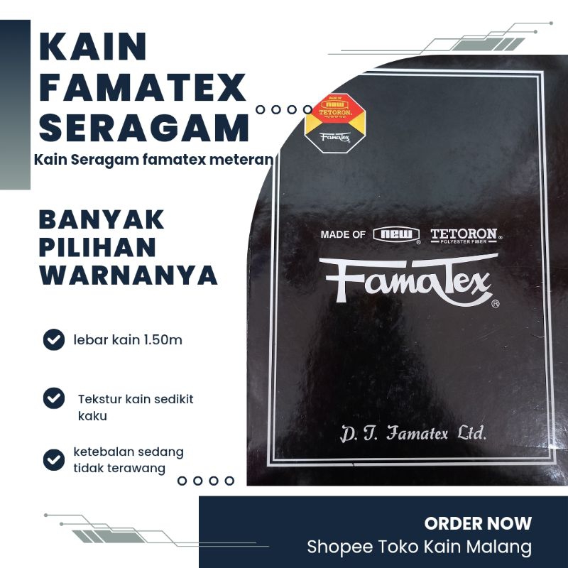 KAIN FAMATEX | KAIN FAMATEX/BAHAN SERAGAM/BAHAN CELANA,DLL (HARGA PER 0.5 METER)
