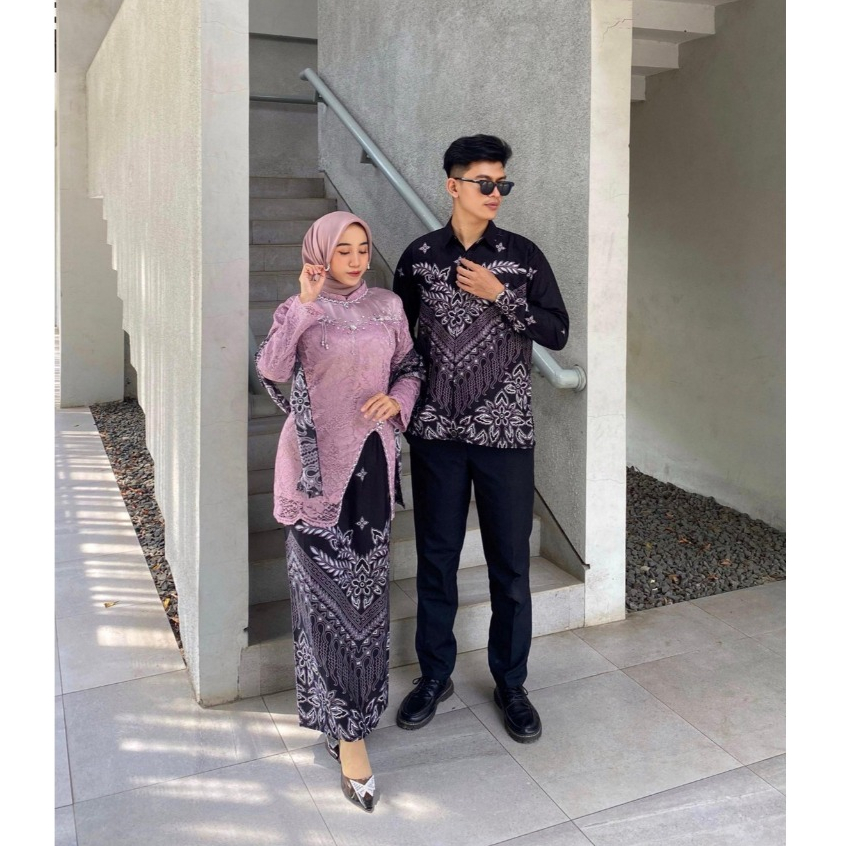 Batik Couple Termurah - Kebaya Couple Siena Kebaya Brokat Mix Maxmara Baju Wisuda Lamaran Kondangan