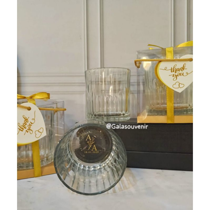 GELAS PICCA + KEMAS MIKA / SOUVENIR GELAS PICCA / SOUVENIR WEDDING / SOUVENIR ACARA / SOUVENIR KHITA