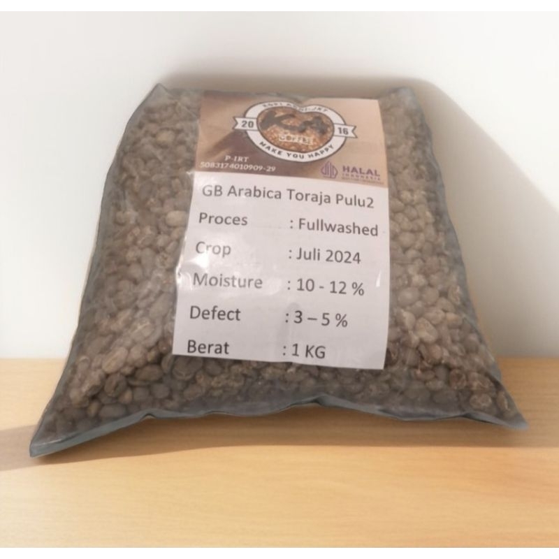 

Green bean atau biji kopi mentah Arabica Toraja Pulu Pulu full washed new crop 500 Gram / 1 kg