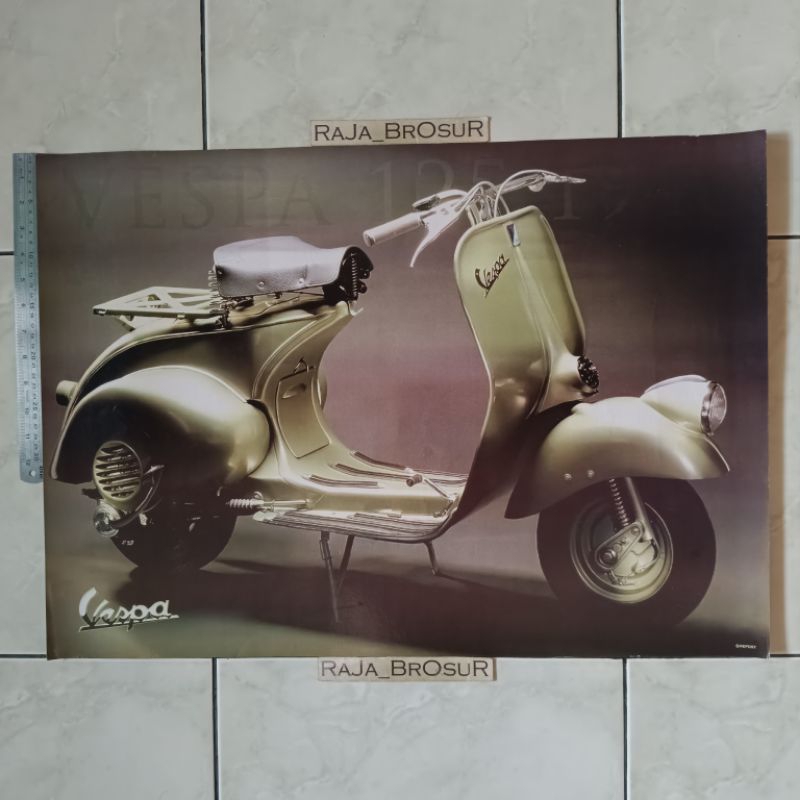 Poster brosur katalog iklan jumbo jadul lawas Piaggio Vespa 125 2tak 2T 1948