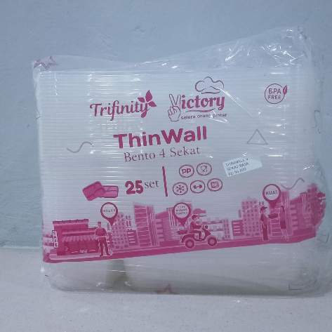 Victory Thinwall Bento 4 Sekat Kotak Makan Plastik