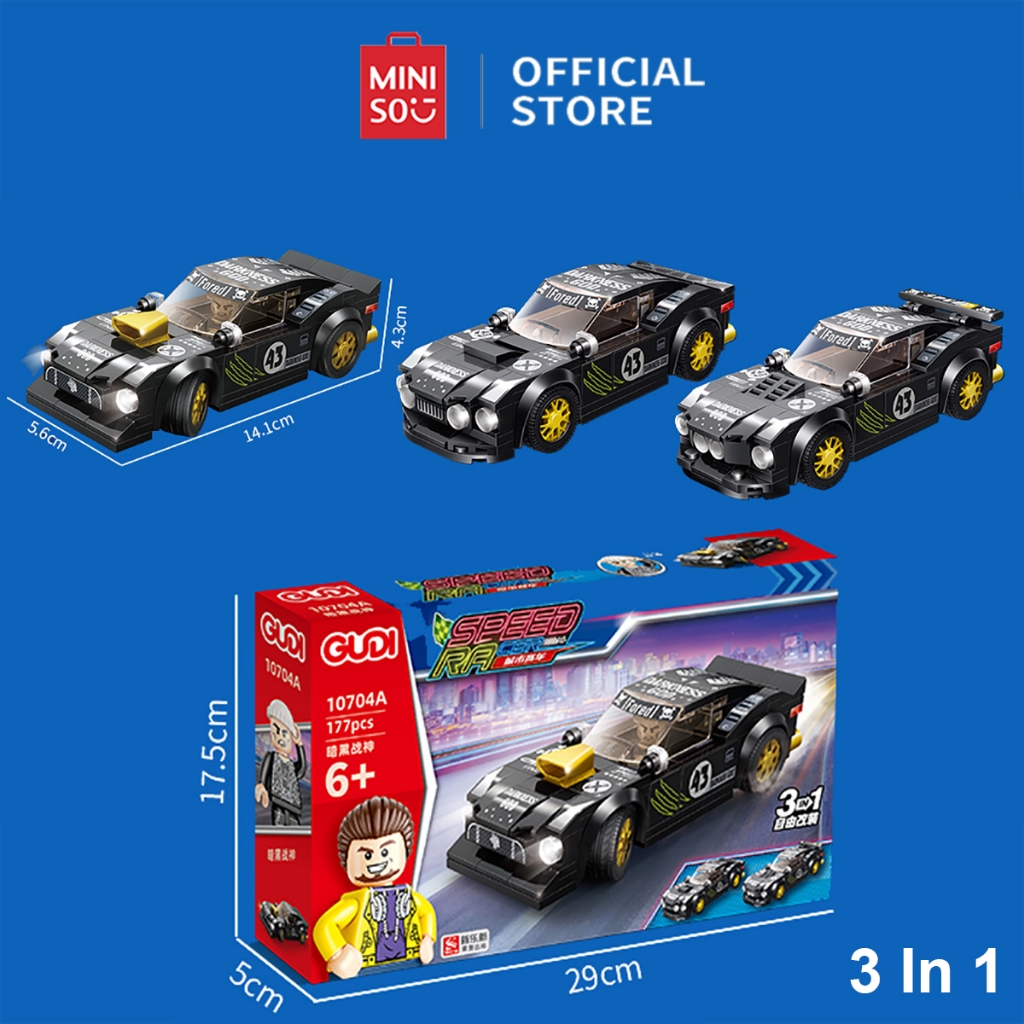 MINISO Block Mainan Brick Blok Susun DIY Mobil Sport Racing Block Mainan