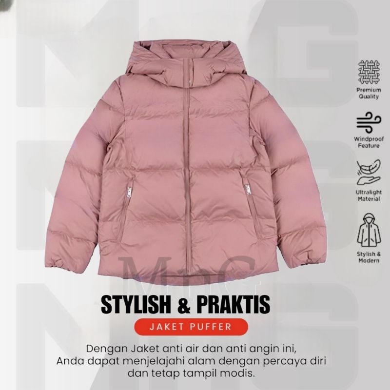 Jaket Puffer Wanita Waterproof Windproof Winter Musim Dingin Tebal Kualitas Premium