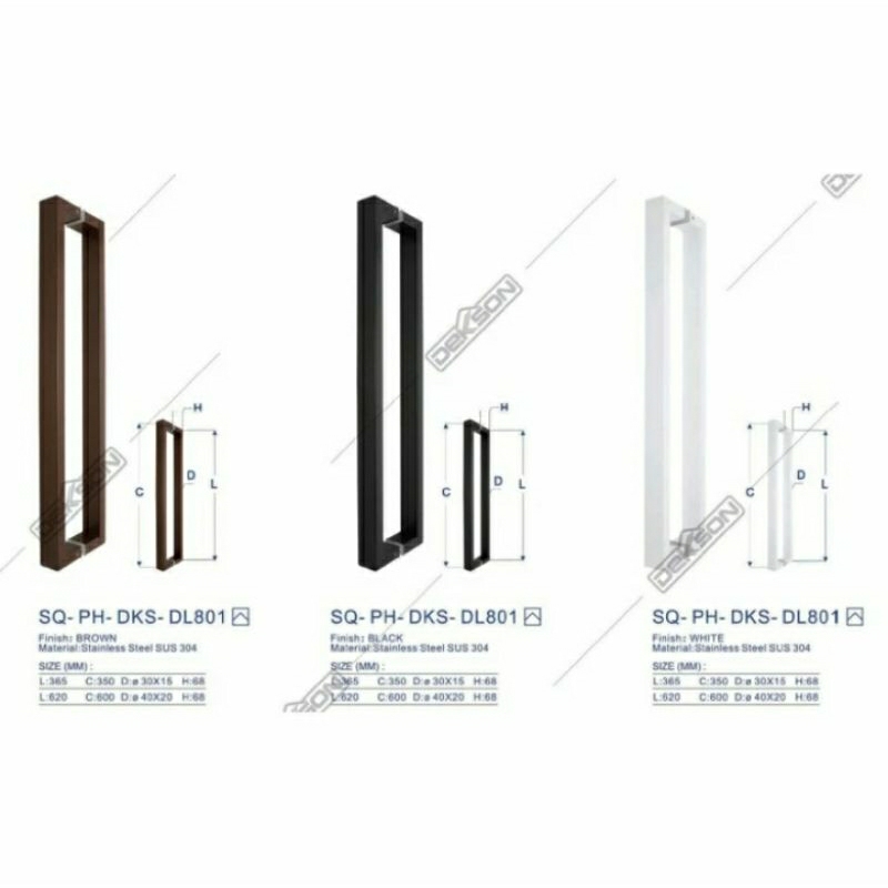 Pull Handle Dekkson Deluxe SQ PH DL801 30X15X365X350 WH/BN/BK - Pull Handle Dekkson Deluxe SQ PH DL8