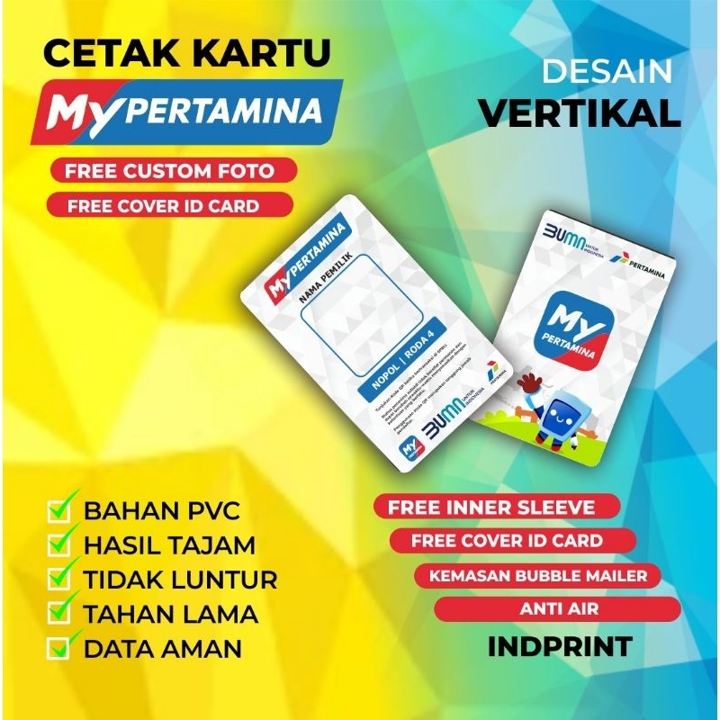 

Desain Vertikal, Cetak Kartu My Pertamina Bahan PVC Premium,