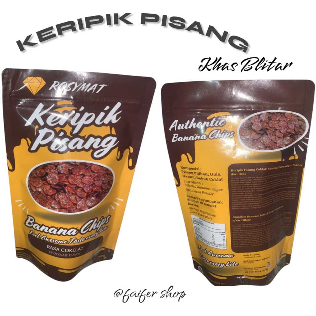 

Keripik Pisang / Keripik Pisang Rasa Coklat / Keripik Pisang Coklat 100 gr