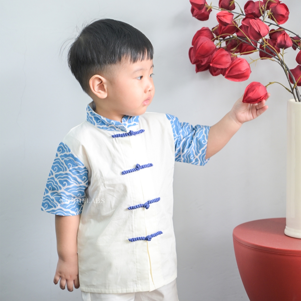 Kiddielabs [ 1 WARNA 1-8 Tahun] Keenan Shirt Atasan Kemeja Imlek Anak  Kemeja Cheongsam Laki Laki At