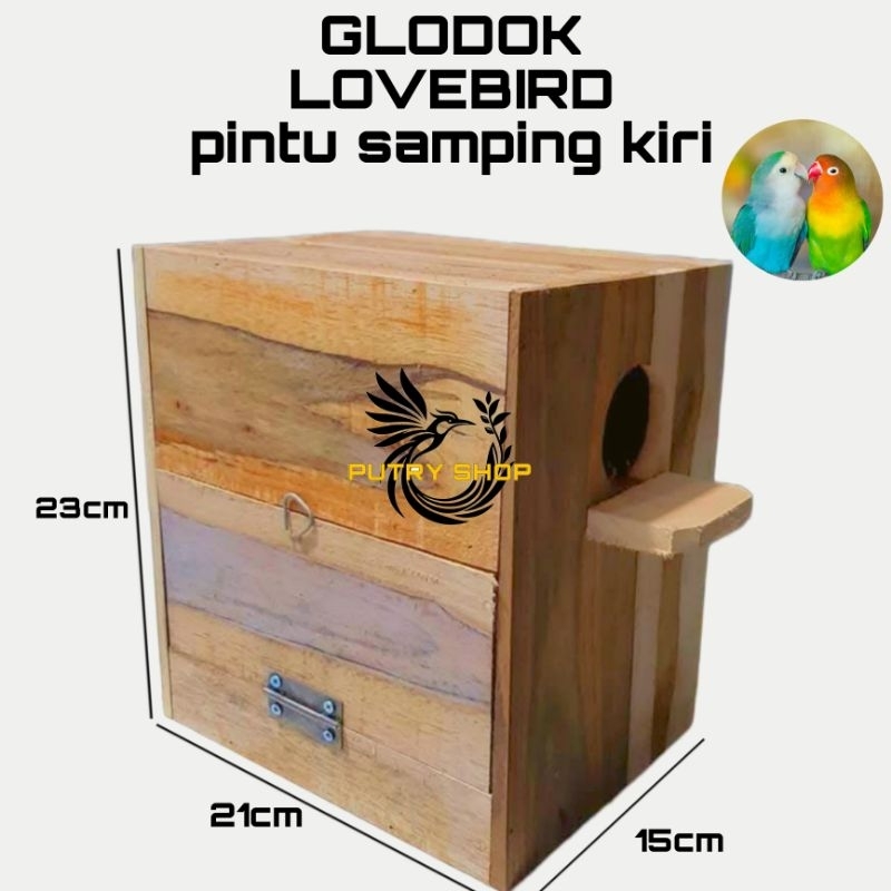 Glodok lovebird pintu samping kiri kayu sonokeling