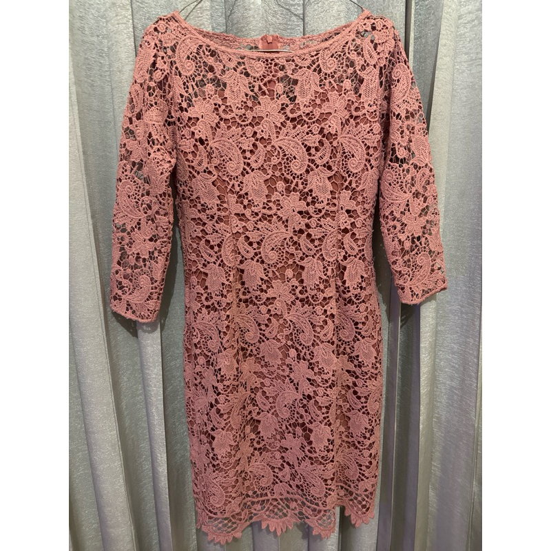 Dress pendek Brokat pink nude mewah preloved