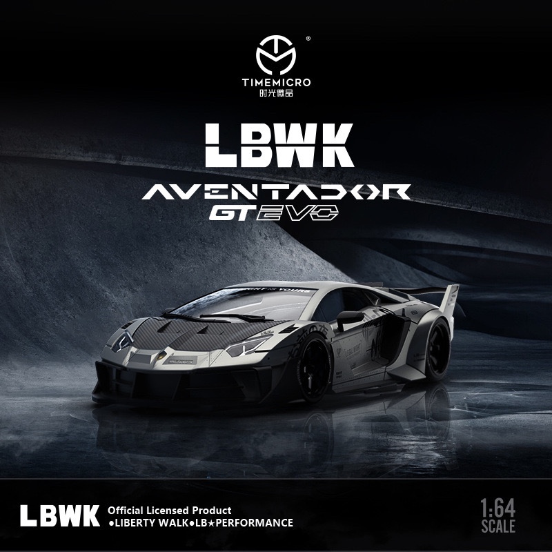 Diecast Time Micro 1:64 Lamborghini Aventador GT Evo LBWK Silver Full Modif Koleksi Hadiah Mainan An