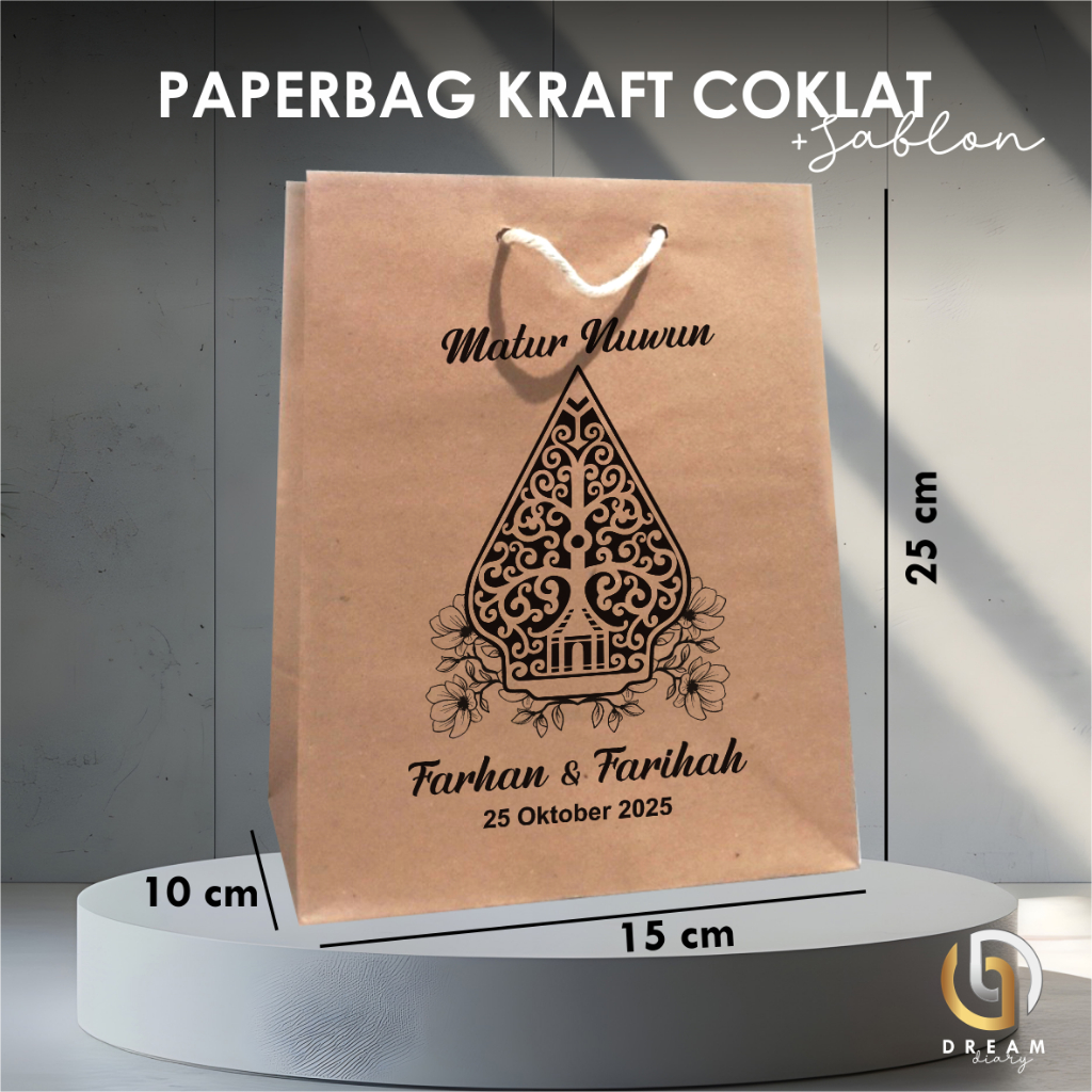 

PAPER BAG CUSTOM SABLON - PAPER BAG BAHAN KRAFF COKLAT CUSTOM NAMA