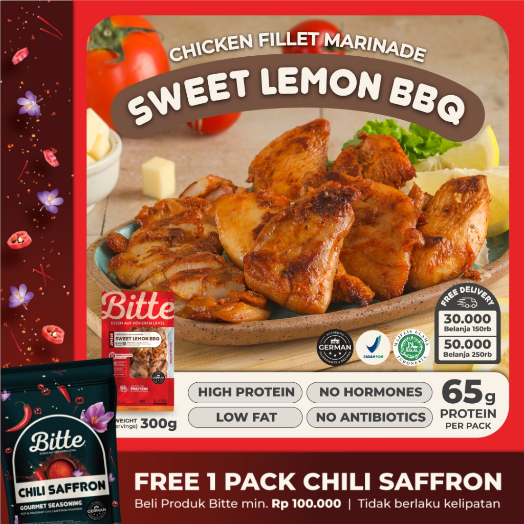 

Bitte Food Sweet Lemon BBQ Chicken Fillet Marinade / Ayam Filet Marinasi 300g