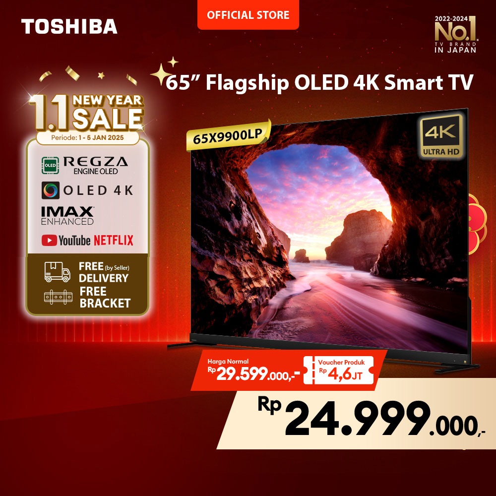 [FREE ONGKIR JABODETABEK] [FREE BRACKET] Toshiba TV 65" FLAGSHIP OLED 120Hz 4K UHD Smart TV - Dolby 