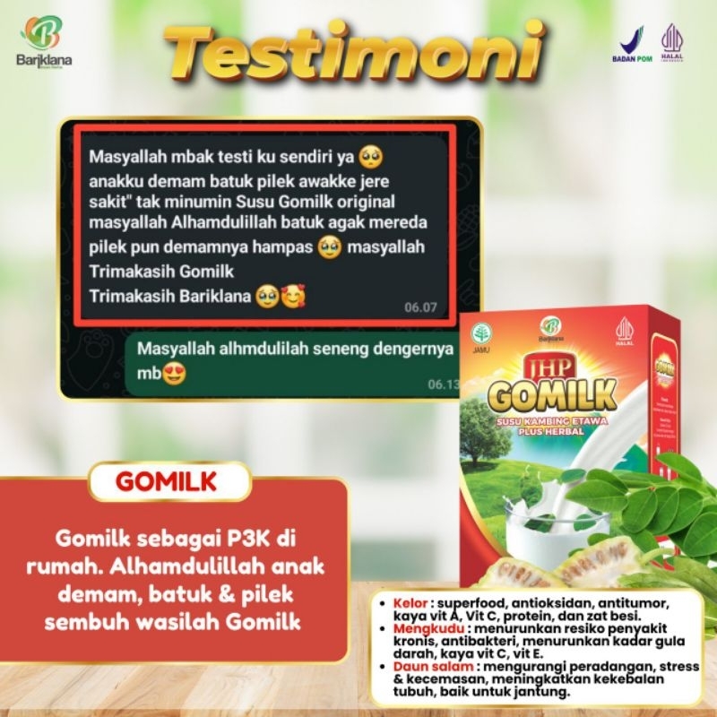 

Susu kambing etawa Gomilk 200gr plus herbal