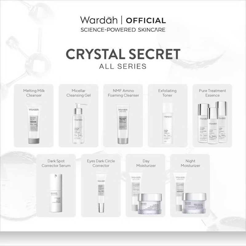Wardah Crystal Secret series lengkap - paket pencerah wajah untuk flek hitam
