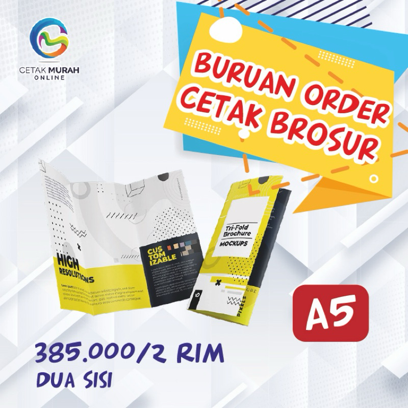 

Cetak Brosur A5 (2 Sisi ) 2 rim / 1000 lbr | Art Paper 120 gr Murah !! Kualitas OKE !! PO HNY 2 HARI