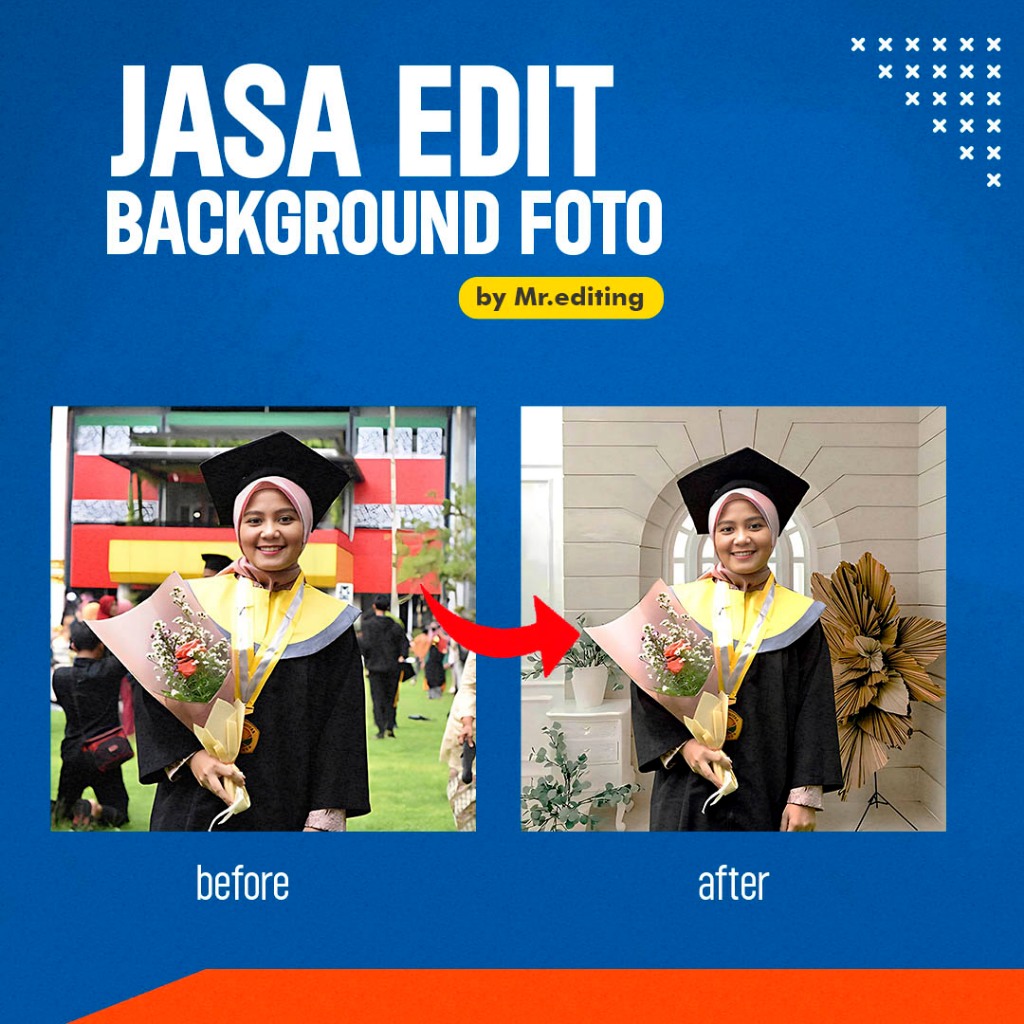 Jasa Edit Background Foto Wisuda / Foto Keluarga / Foto Grup