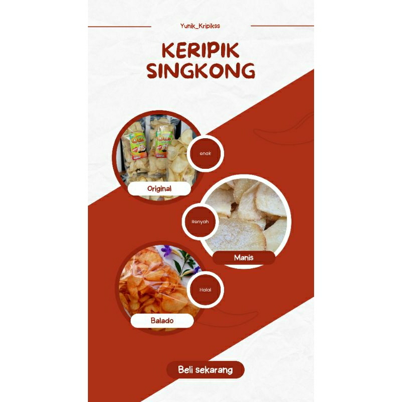 

Yunik_Kong Keripik Singkong Original Manis Renyah Halal Beli Sekarang