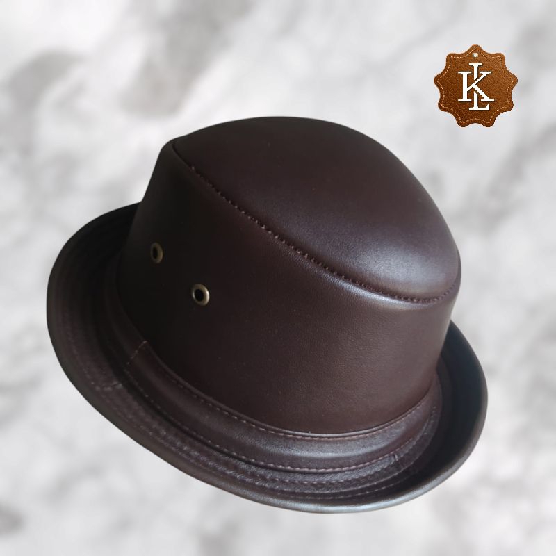 Topi koboi koboy Fedora pria wanita kulit asli ready ukuran besar big size XXL