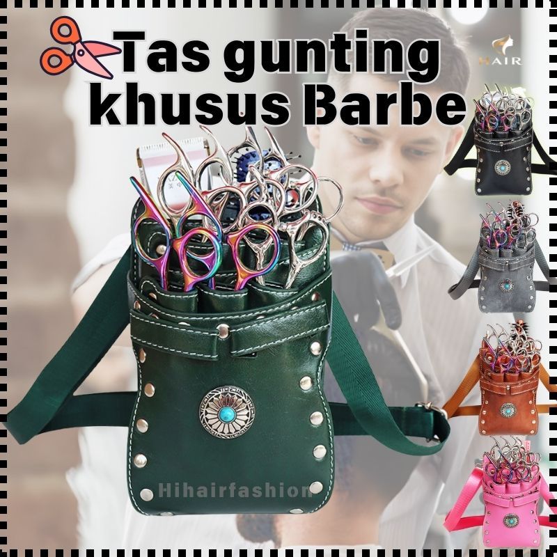 HIB-0236 NEW Dompet Gunting Tas Pinggang Gunting Rambut Paket Gunting Tas Gunting Kulit Asli Ikat Pi