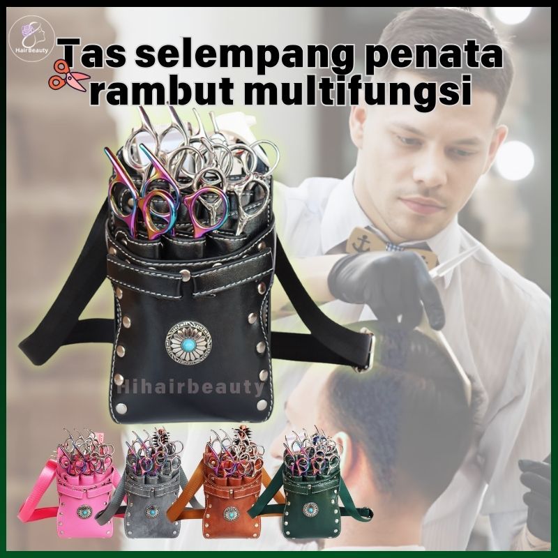 HIB-0236 NEW Dompet Gunting Tas Pinggang Gunting Rambut Paket Gunting Tas Gunting Kulit Asli Ikat Pi