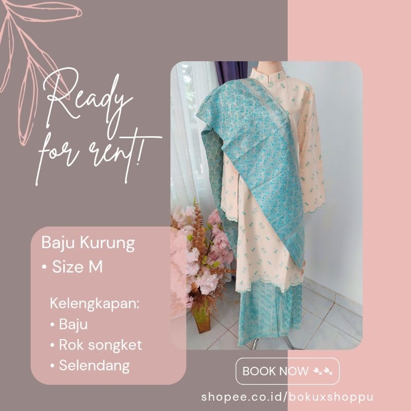 SEWA / RENTAL BAJU KURUNG (BIRU-KREM) BAJU TRADISIONAL