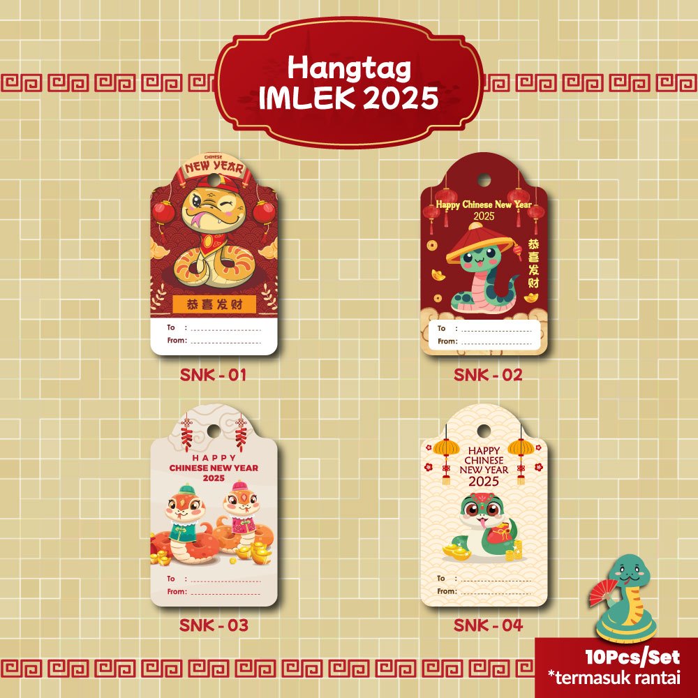 

[10 pcs + Rantai] Hang Tag Shio Chinese New Year CNY Premium untuk Hampers Hadiah Imlek