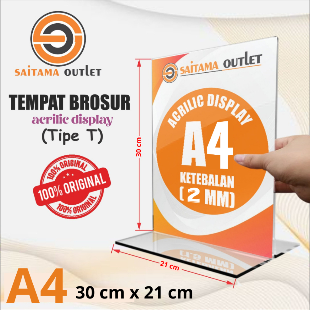 

Akrilik Acrylic A4 Tent card POTRAIT & LANDSCAPE daftar menu display order Qris