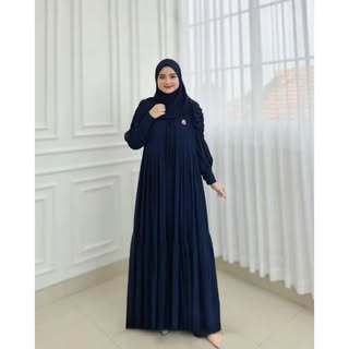 NAHLA GAMIS Baju Muslim Gamis Wanita Polos Hitam  Ceruty Babydoll Full Puring Dress Simple Model Ter