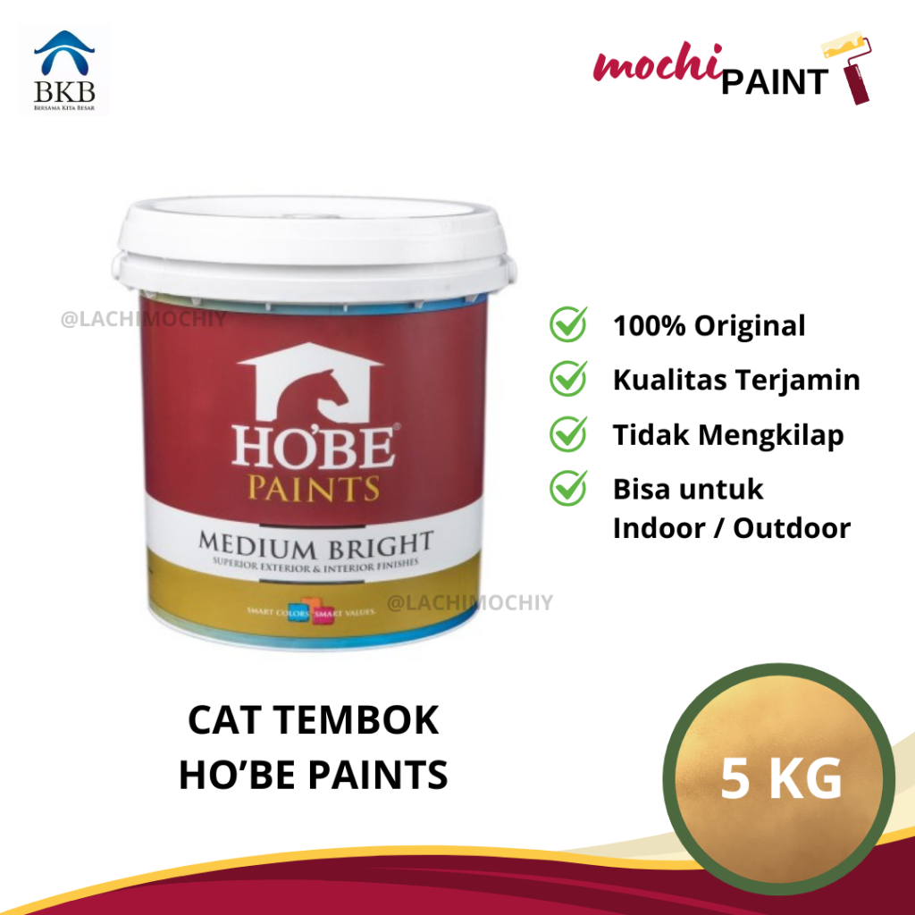 CAT TEMBOK HO'BE PAINTS MEDIUM BRIGHT (WARNA HIJAU) 5KG | CAT RUMAH / PELAPIS DINDING / RENOVASI RUM