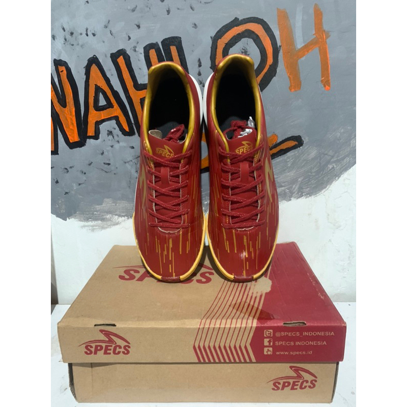 [SECOND] Sepatu Futsal Specs Lightspeed Reborn Maroon Red Size 43