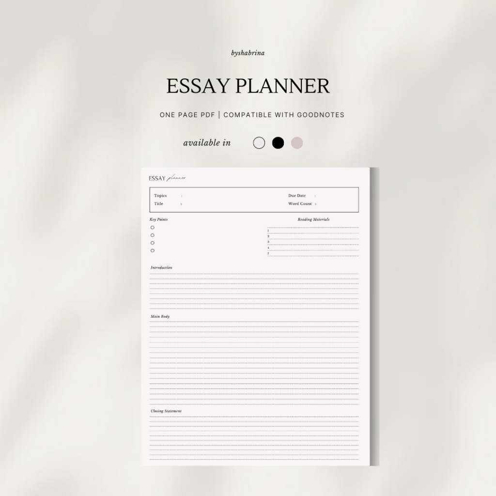 

Essay Planner - One Page Printable