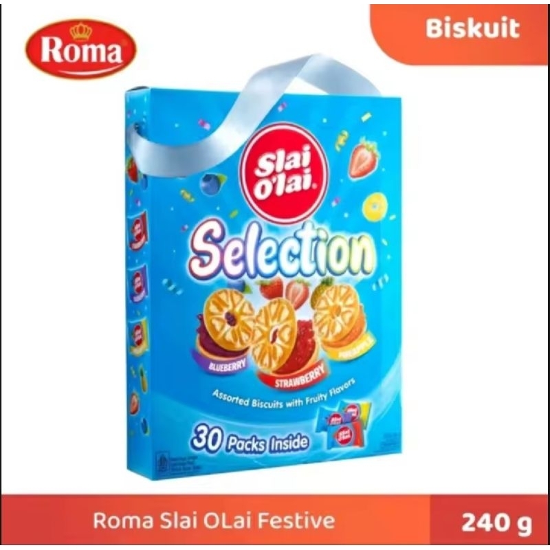 

Biskuit Roma Slai Olai Festive 30pcs Biskuit Slai Olai Selection Assorted Biskuit Sandwich Slai Olai Biskuit Stoberi Biskuit Blueberry Biskuit Nanas Slai Olai Biskuit Selai Olai Assorted 240gr