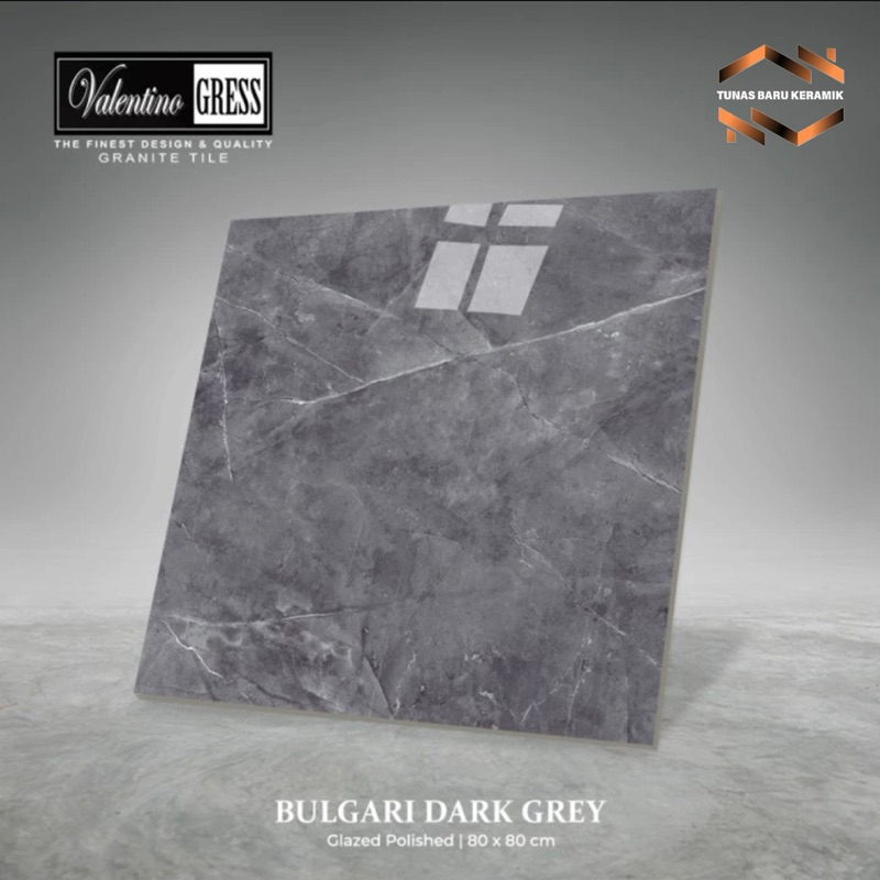 Granit 80x80 Valentino Gress Bulgari Dark Grey | Glazed Polished