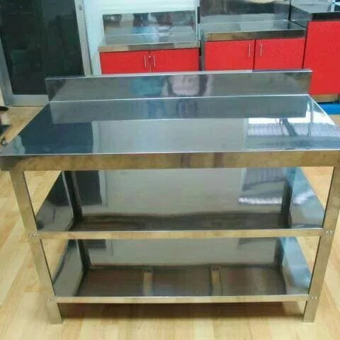 MEJA DAPUR STAINLESS 3 RAK / WORK TABLE STAINLESS MERK MR DAPUR TYPE MS3 / MEJA KERJA STAINLESS UNTU