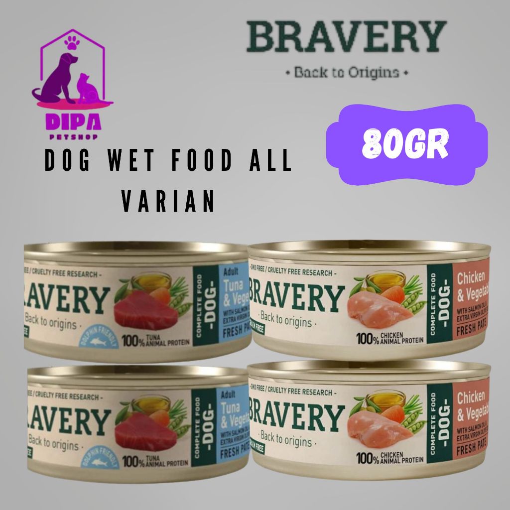 BRAVERY Wet Food for Dogs 80gr / Makanan Basah Anjing / Wet Food