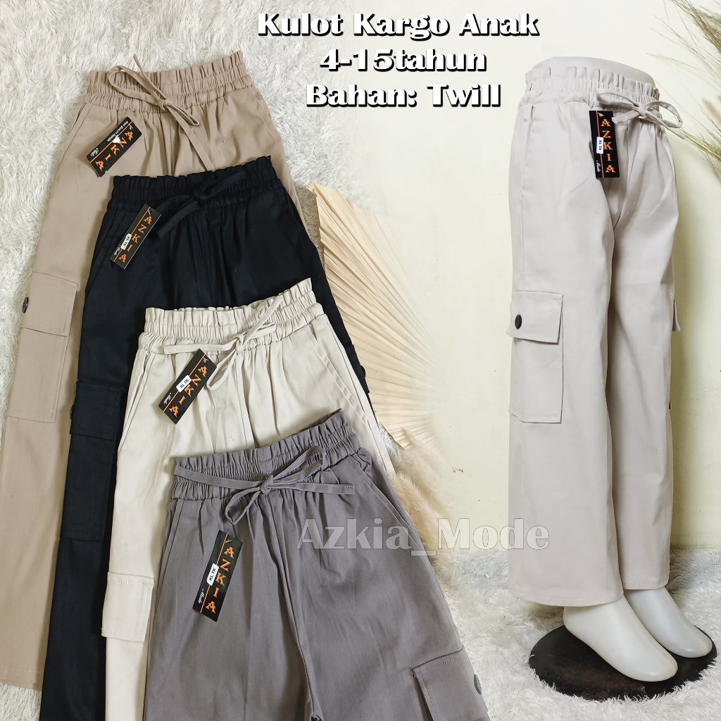 Celana Kulot Cargo Anak Perempuan 10-12Tahun Bahan Twill - Celana Anak Perempuan Terbaru