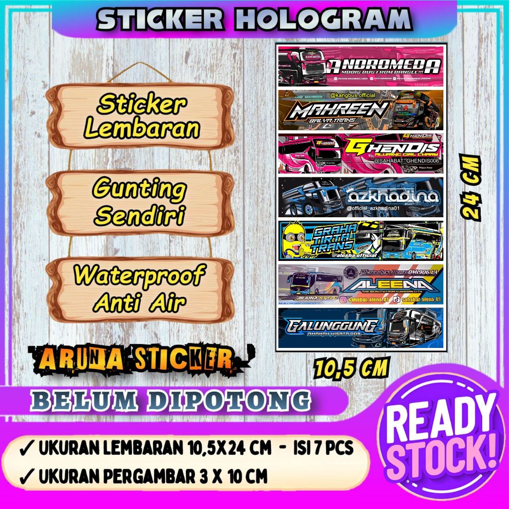 

STIKER BUS PANJANG Lembaran Isi 7 pc Stiker Bus Basuri Hologram Sticker Bus Mania