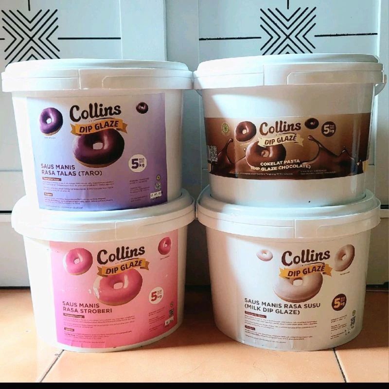 

COLLINS GLAZE 5 KG RASA TARO STRAWBERRY PAIL 5KG TOPPING KUE DONAT ROTI PISANG TOPING