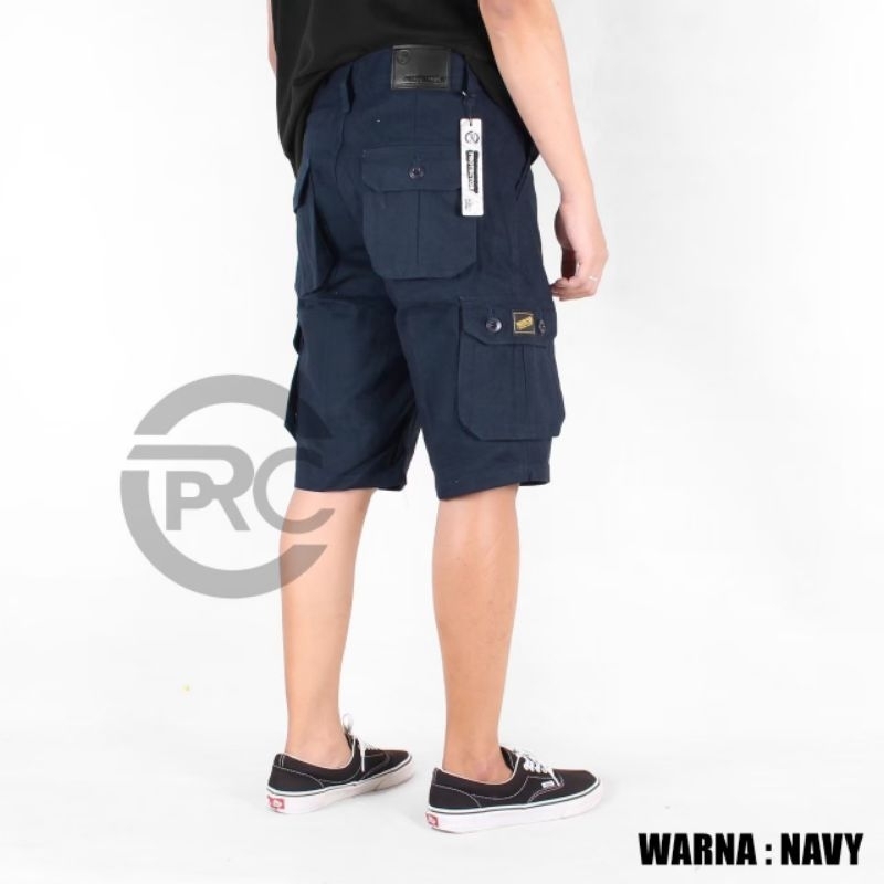 celana cargo pendek navy pria